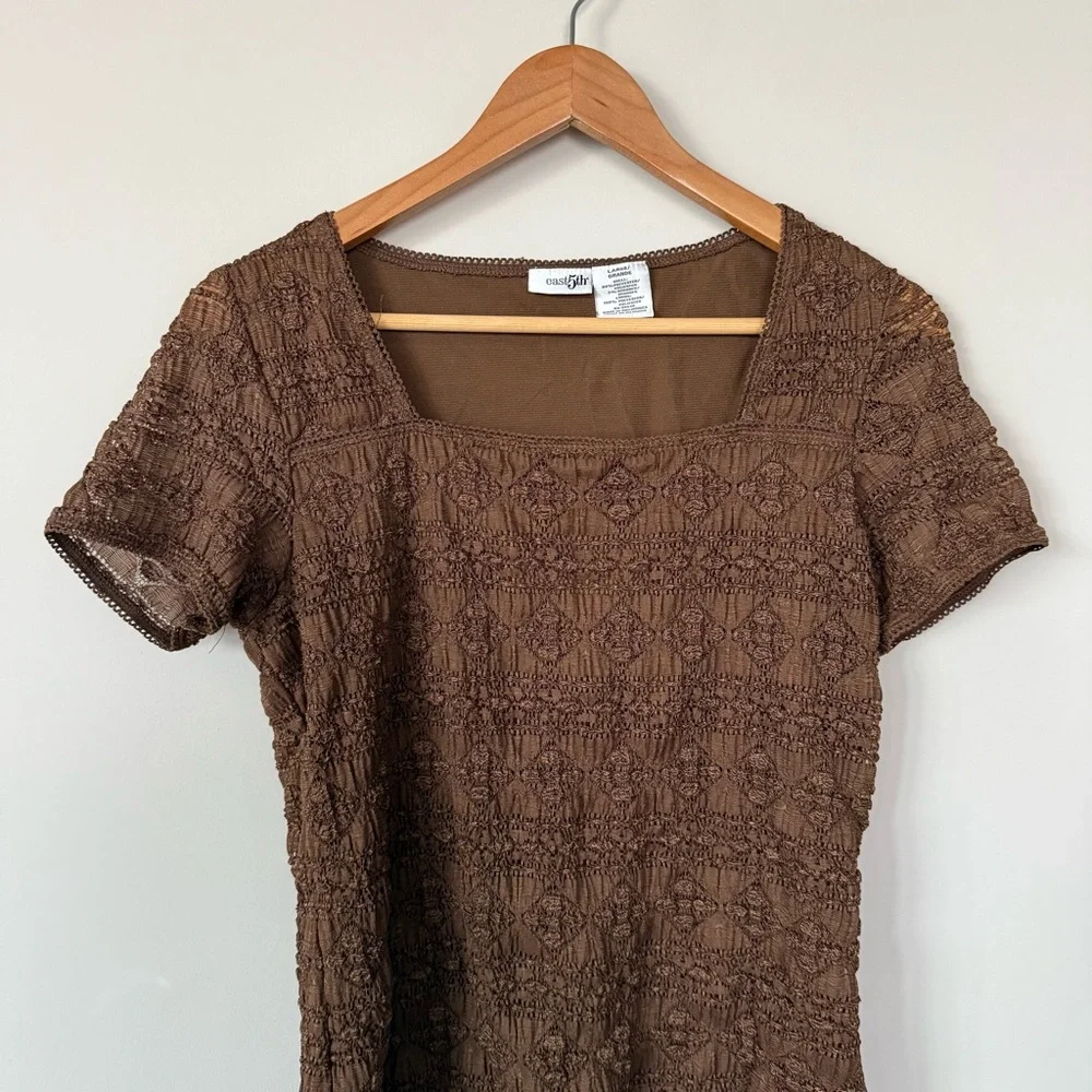 Vintage Brown Textured Blouse - Picture 5 of 12
